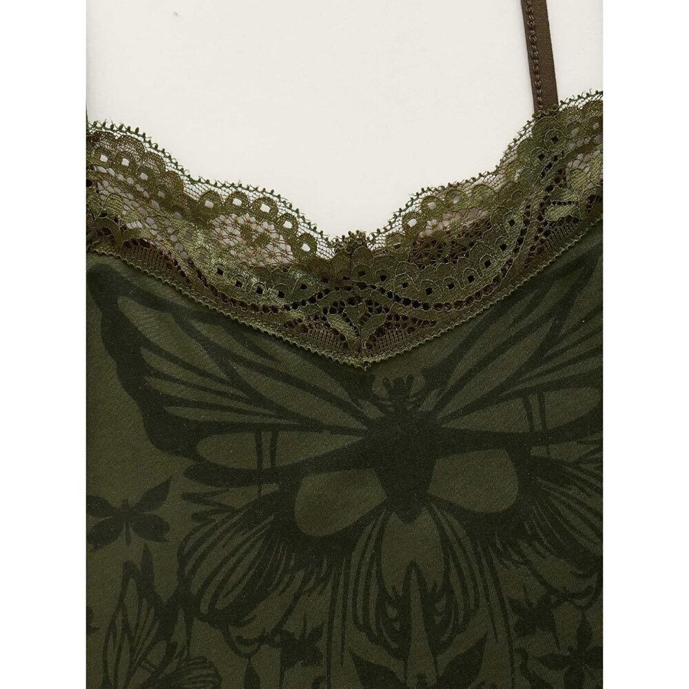 Women's Y2k Gothic Lace Trim Crop Top Sleeveless Tank Clubwear Casual - Picture 3 of 4